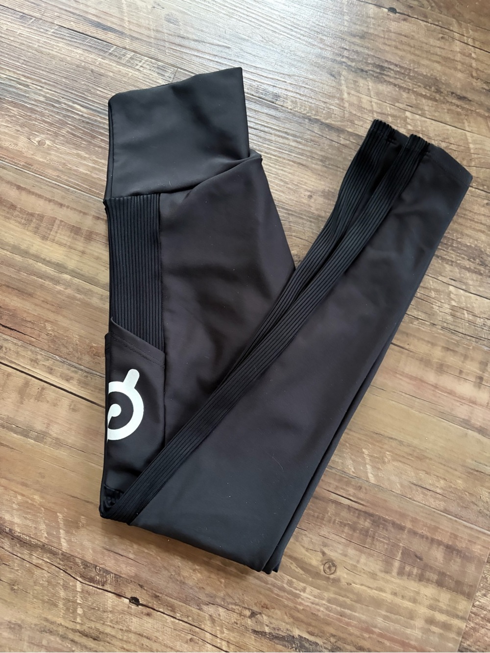Peloton Black High-Rise Ribbed Leggings with Logo